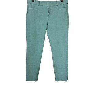 BANANA REPUBLIC Women's Houndstooth Straight Leg Trouser Pants Green Size 6